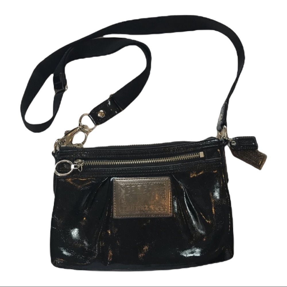 Coach Poppy black Patent Leather crossbody purse